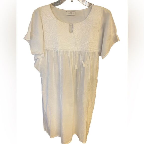 Ateliers Scarlette Sz XL* NWOT Crisp White Luxury Quilted Cotton Flowy Nightgown - Picture 1 of 9